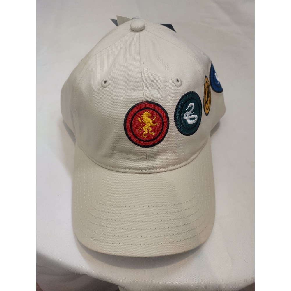 Harry Potter Hogwarts House Crests Embroidered Beige Snapback Baseball Hat NEW